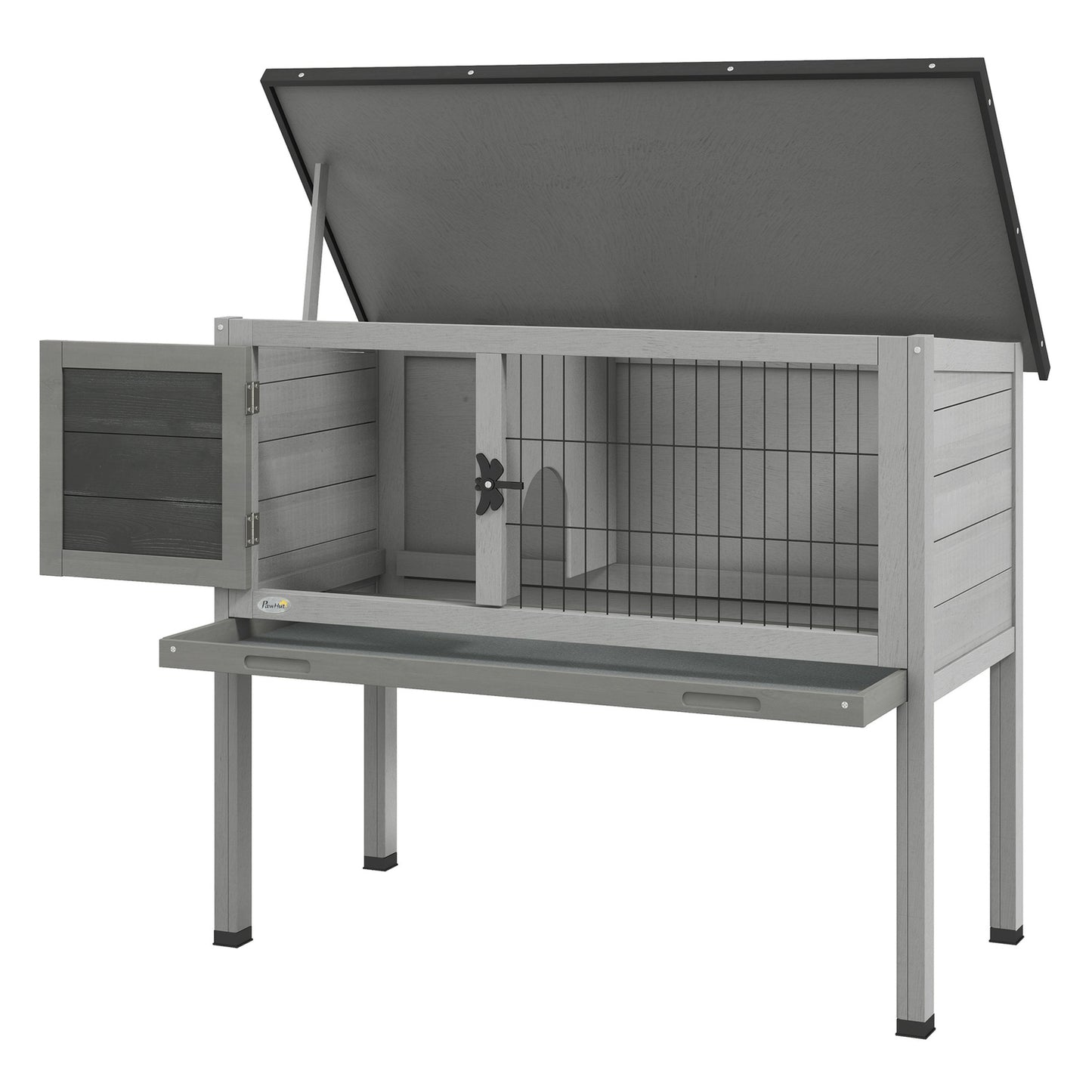 Outdoor winterproof rabbit cage, spruce, hinged roof