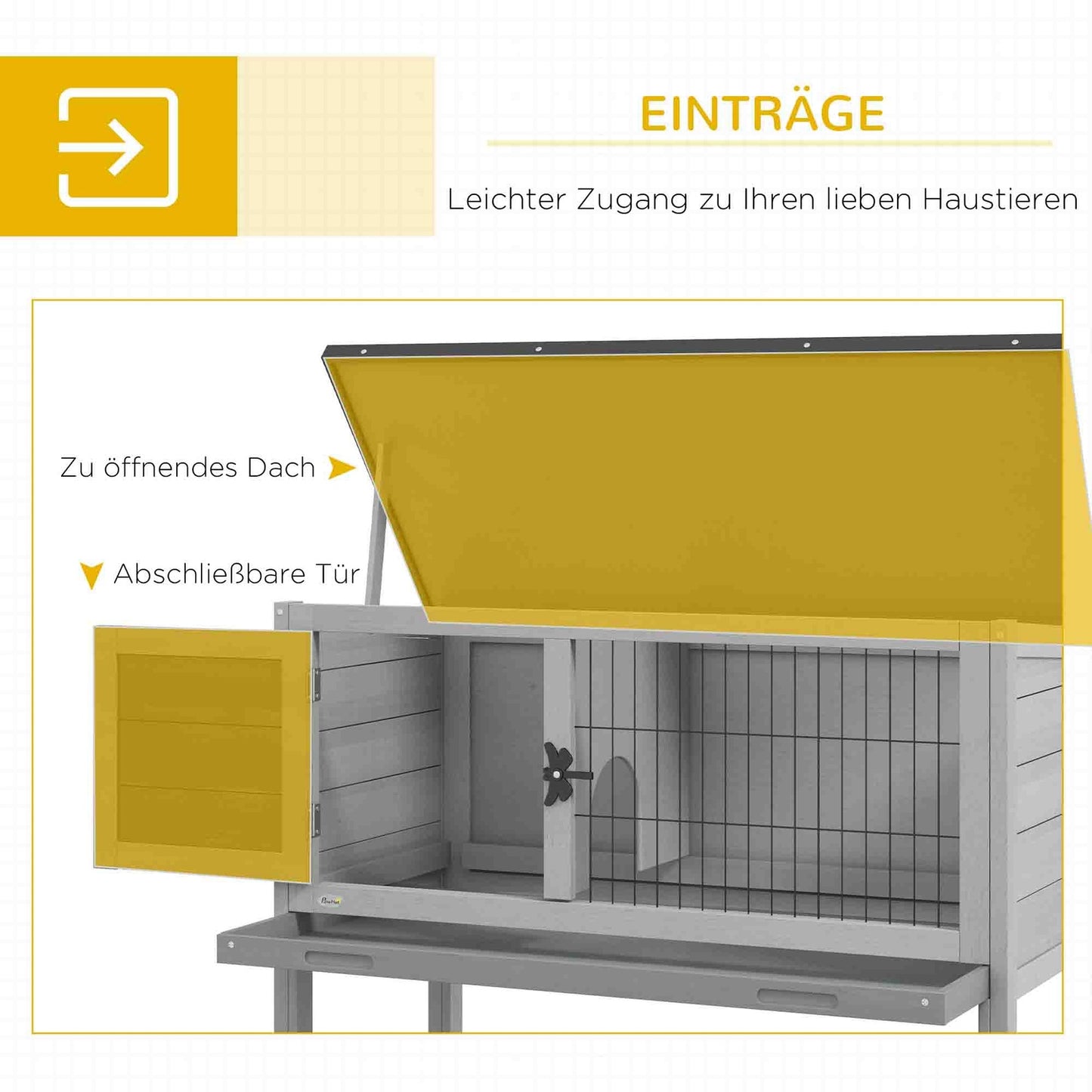 Outdoor winterproof rabbit cage, spruce, hinged roof