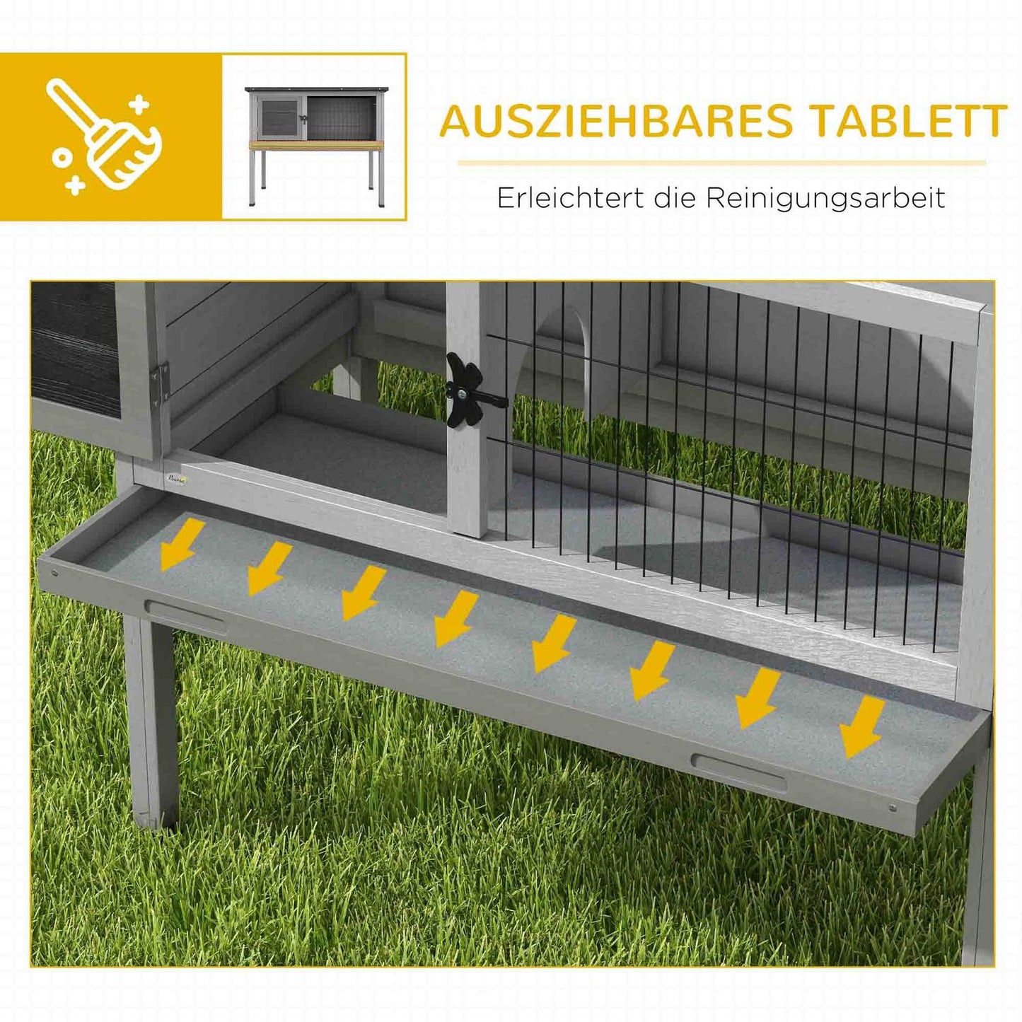 Outdoor winterproof rabbit cage, spruce, hinged roof