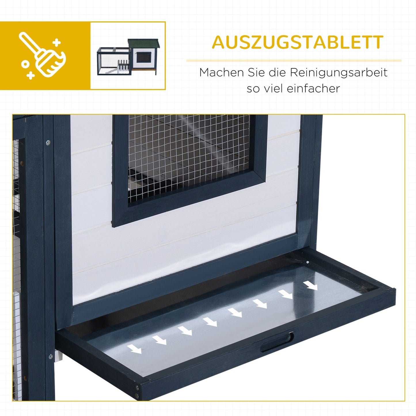 Small animal cage with outdoor enclosure, 151x78x84.5 cm