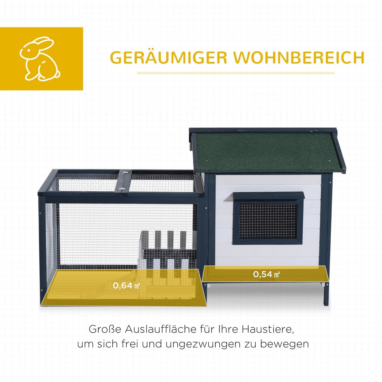 Small animal cage with outdoor enclosure, 151x78x84.5 cm