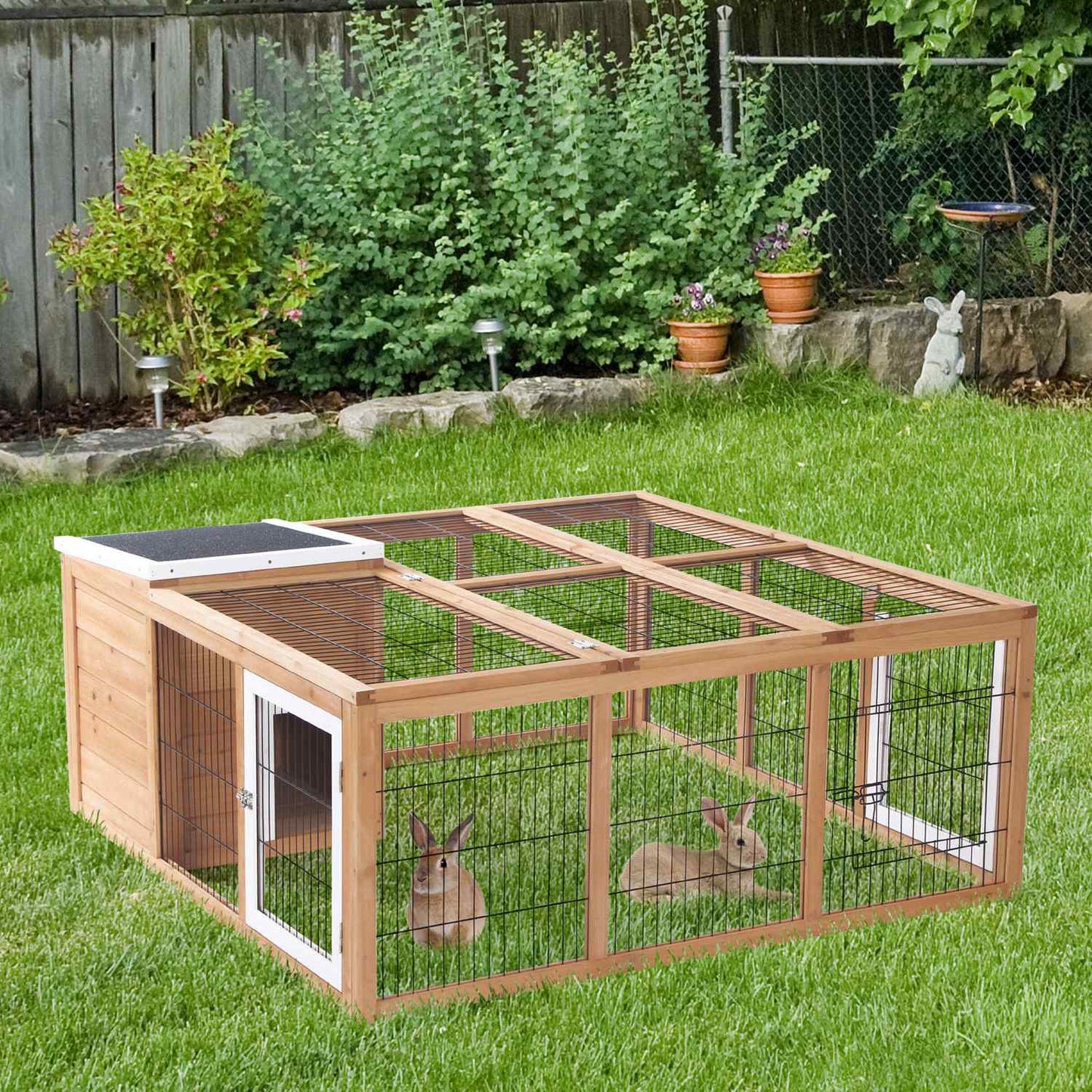 Rabbit cage for small animals, spruce, 123x120x52 cm, outdoor roof