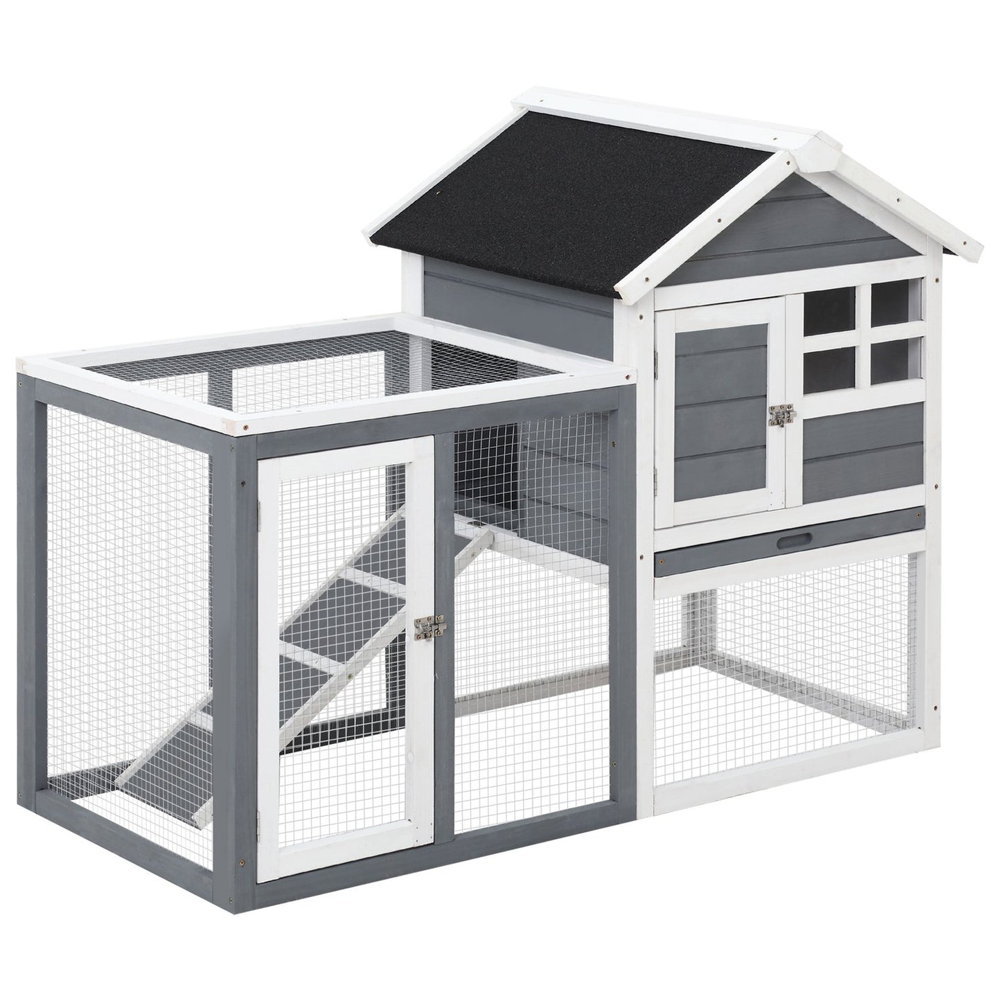 Small animal shelter with removable tray and ramp, 122x62x92cm
