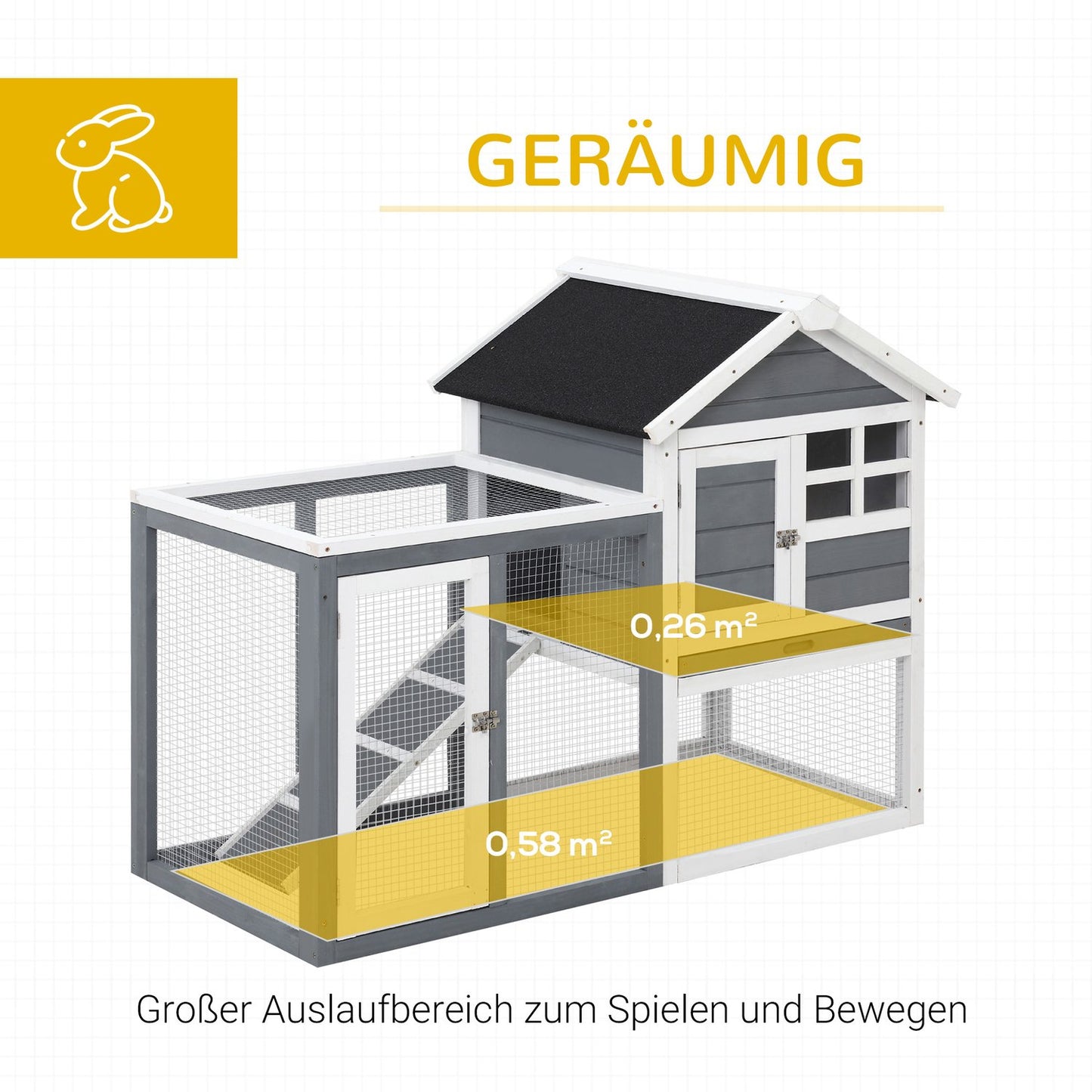 Small animal shelter with removable tray and ramp, 122x62x92cm