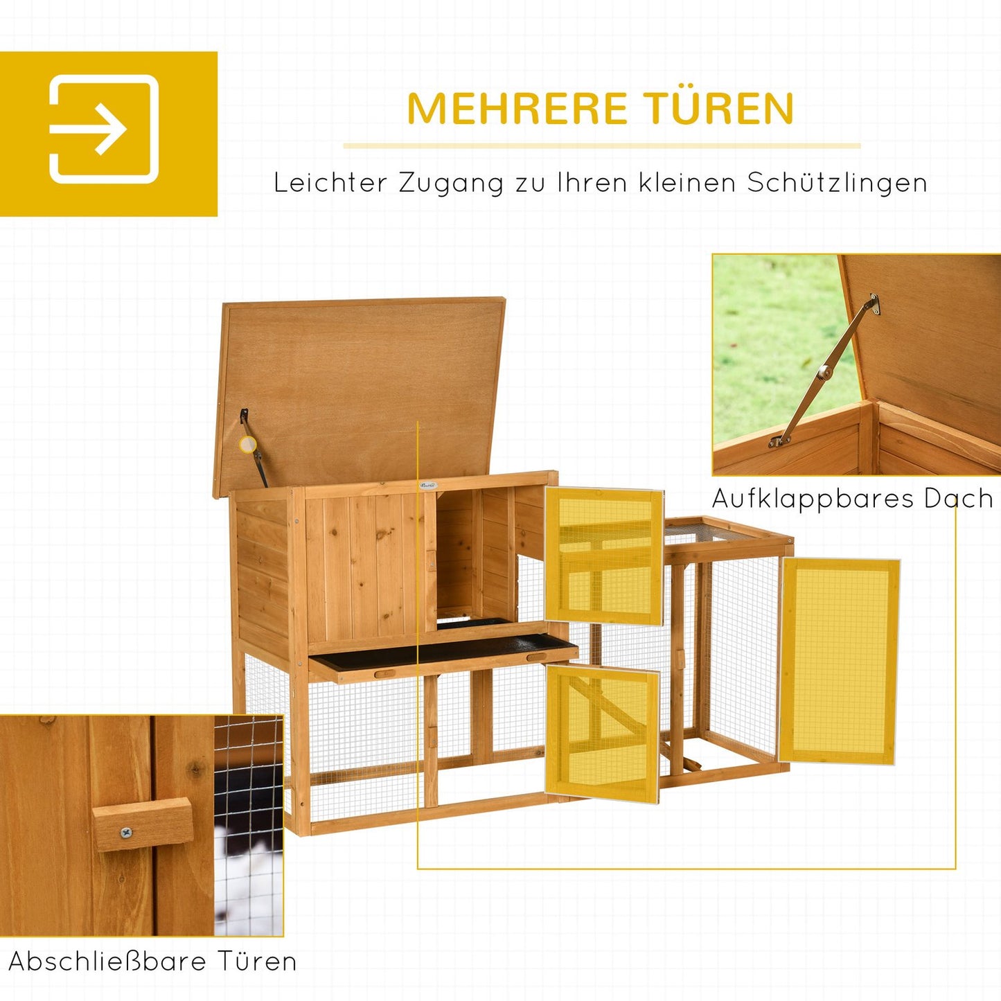 Small animal shelter, Outdoor/Indoor, 141 x 60 x 86 cm, Orange