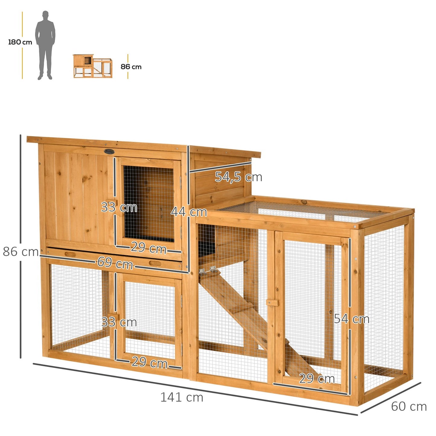 Small animal shelter, Outdoor/Indoor, 141 x 60 x 86 cm, Orange