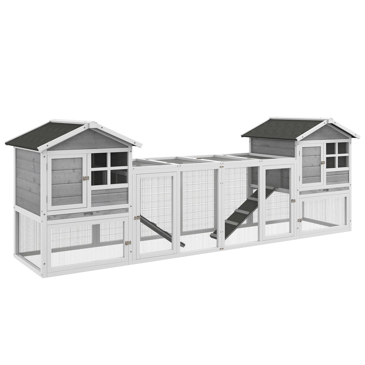 Rabbit hutch with cover & ramp, wood, grey