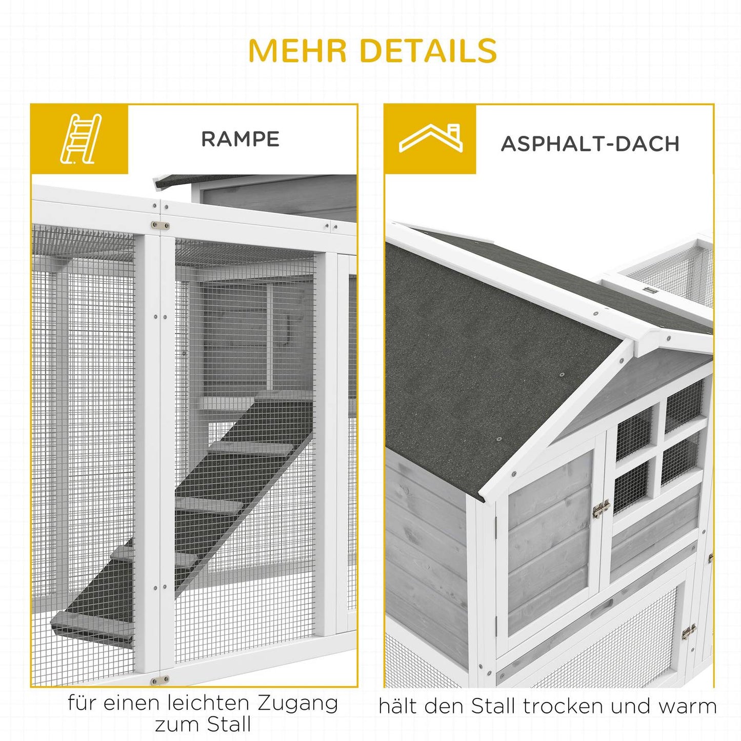 Rabbit hutch with cover & ramp, wood, grey