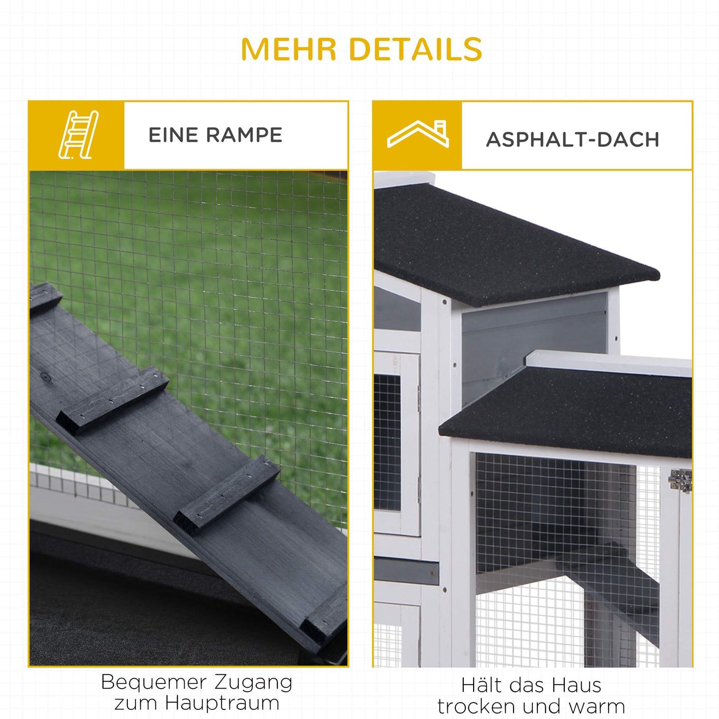 Rabbit Hutch with Run, 2 Levels, Wood, 157x53x93 cm