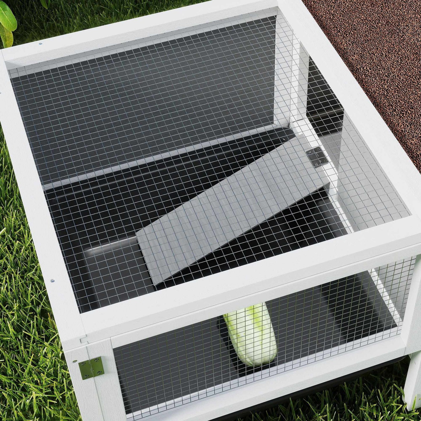 Rabbit Hutch with Run, Ramp, 3 Doors, Pull-Out Tray, 105x57.5x51.5 cm