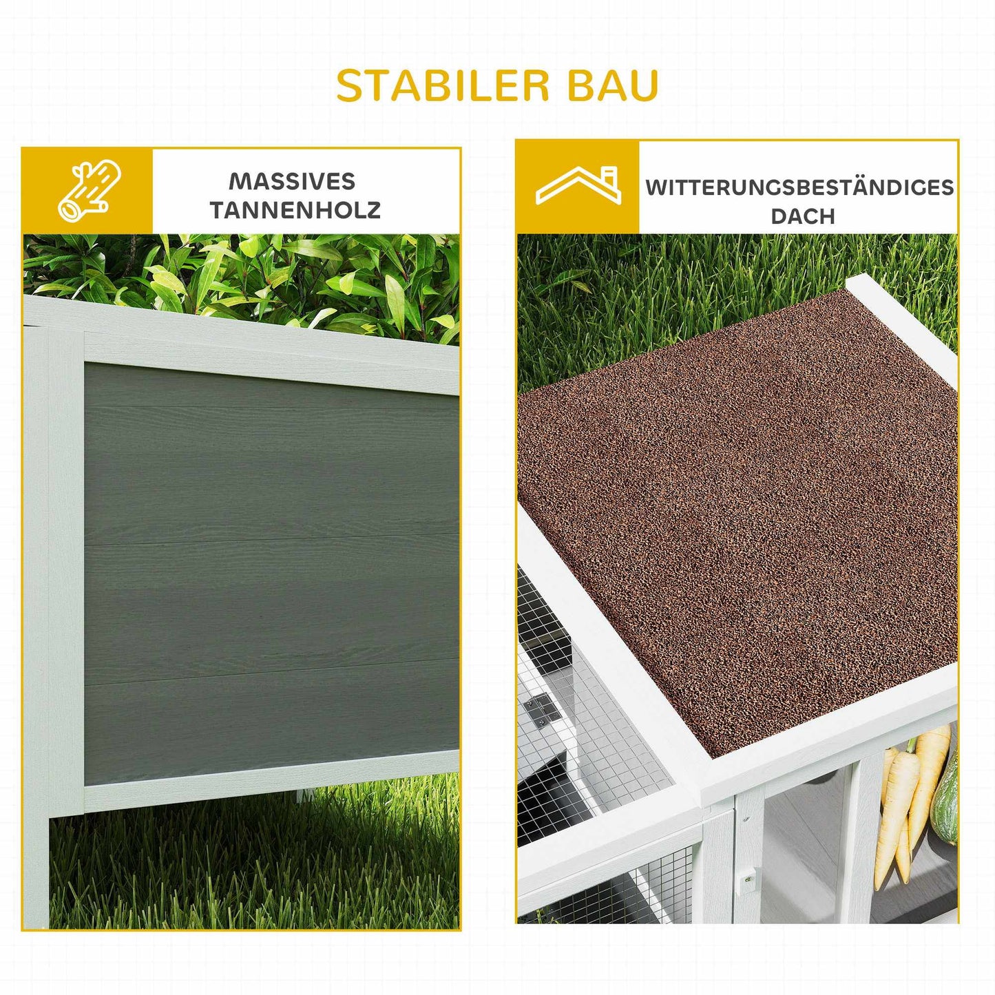 Rabbit Hutch with Run, Ramp, 3 Doors, Pull-Out Tray, 105x57.5x51.5 cm