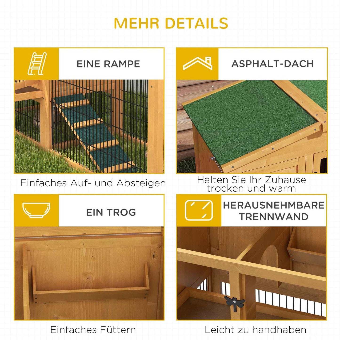 Outdoor 2-level spruce rabbit hutch with ramp