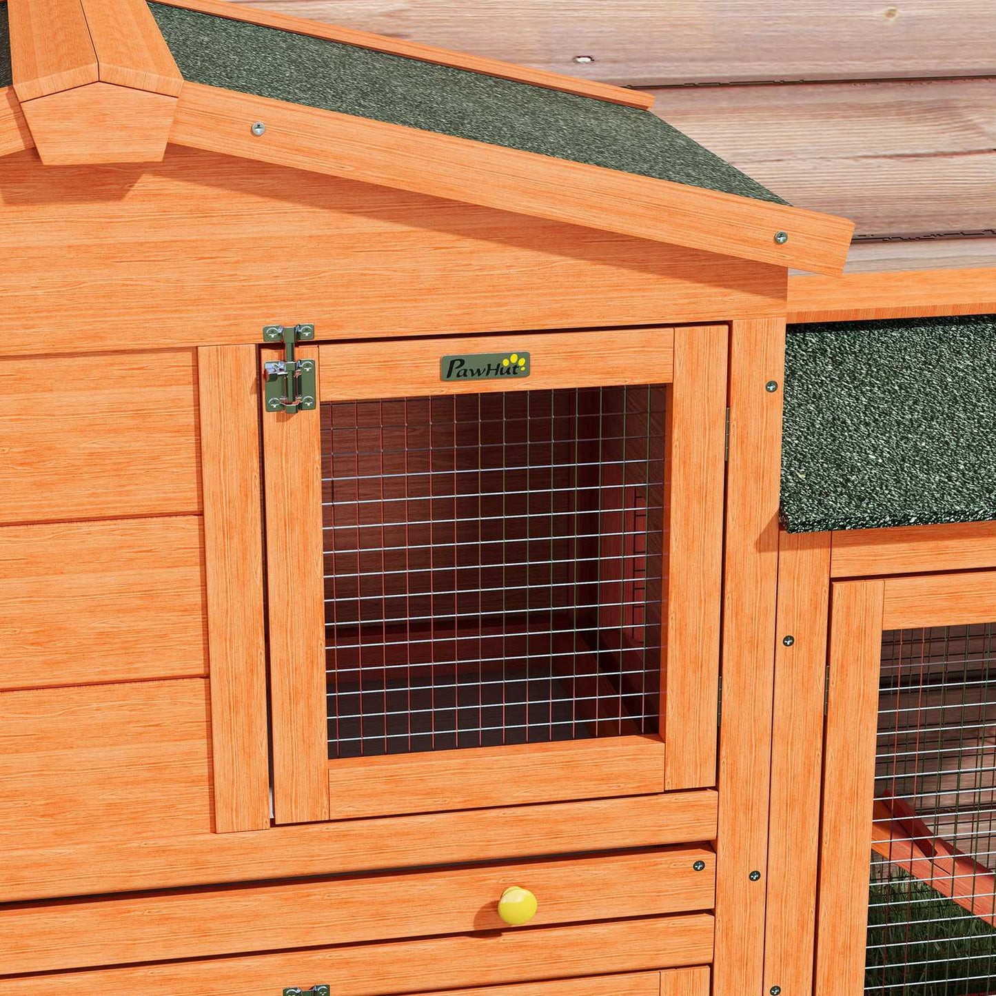 Rabbit cage in fir wood on two levels, winterproof with ramp