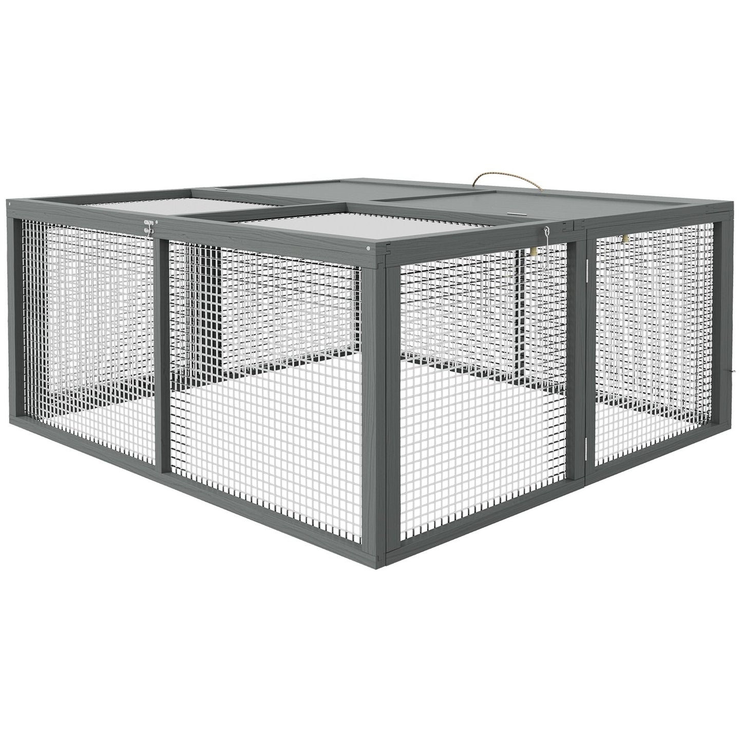 Dwarf rabbit cage in wood with cover, folding roof