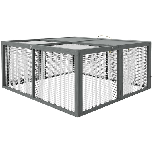 Dwarf rabbit cage in wood with cover, folding roof