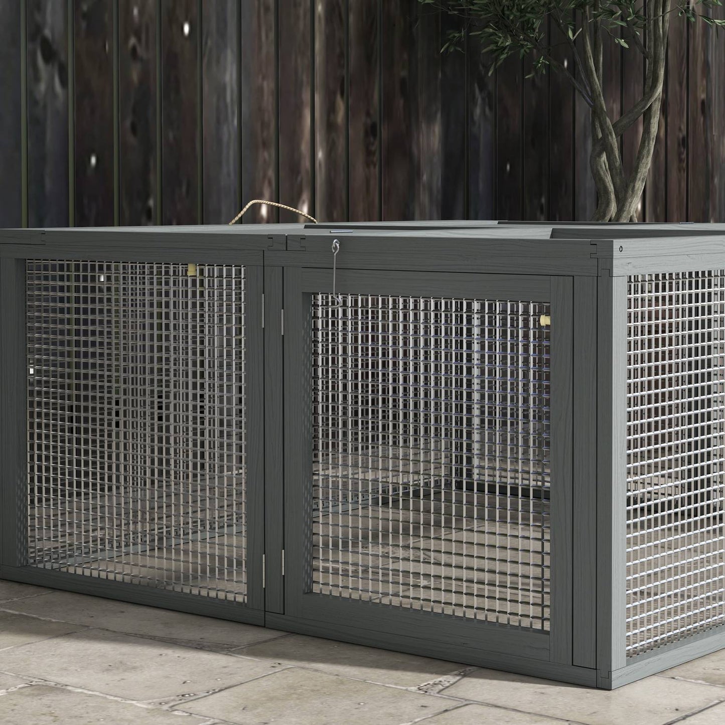 Dwarf rabbit cage in wood with cover, folding roof