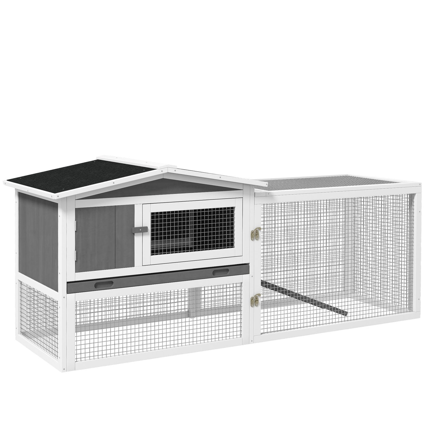 Rabbit hutch with enclosure and viewing window, 2 floors, wood