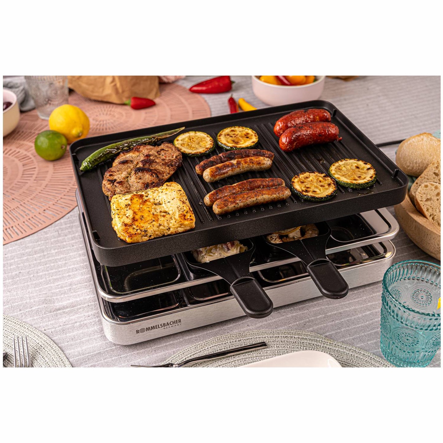 Raclette grill RC 1400 37X23cm 8 spatulas xxl cable