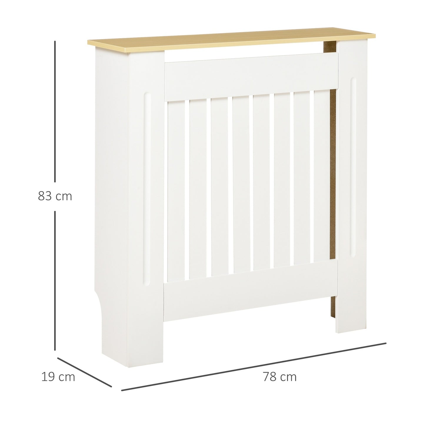 Radiator cover, Removable MDF, White & Oak, 78x19x83 cm