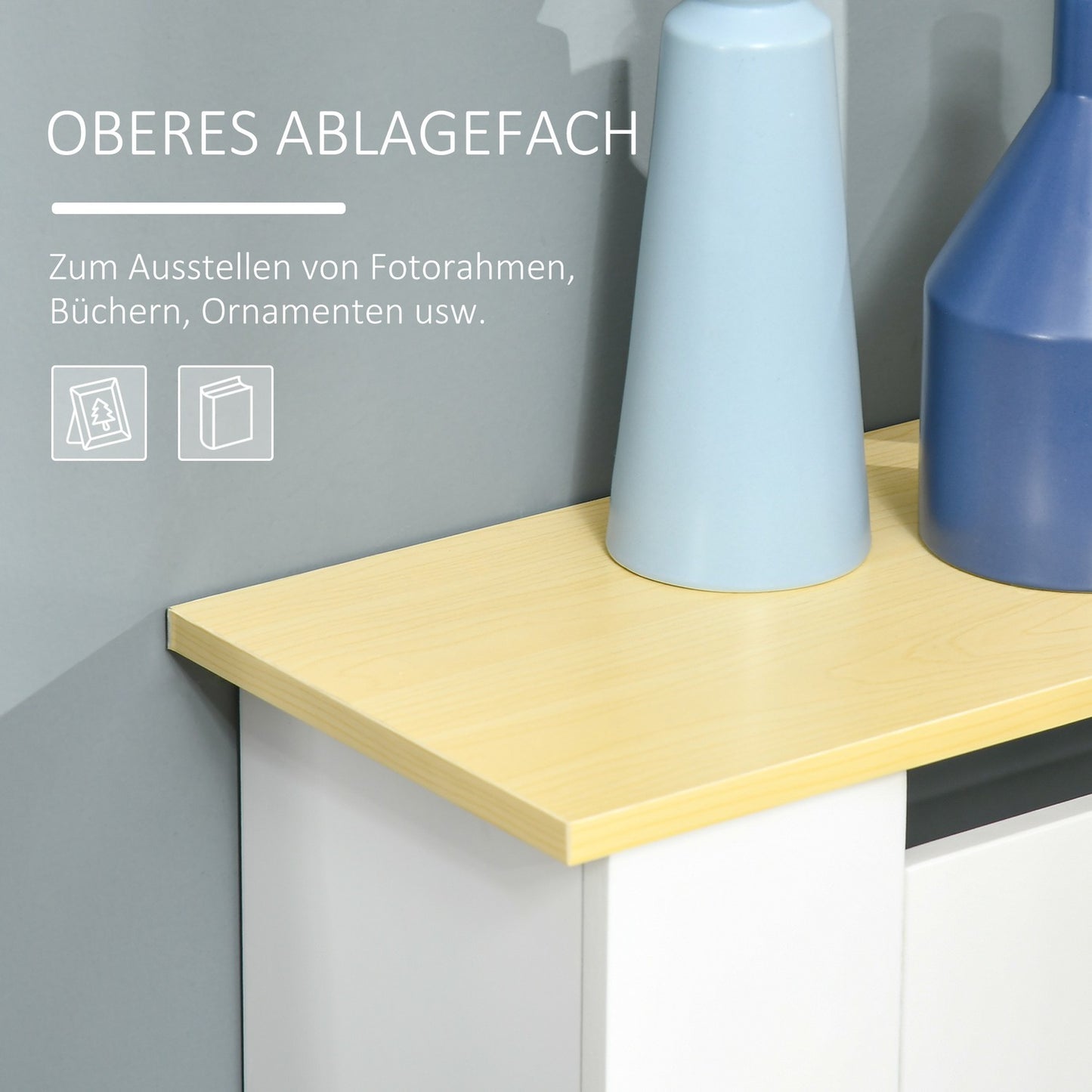 Radiator cover, Removable MDF, White & Oak, 78x19x83 cm