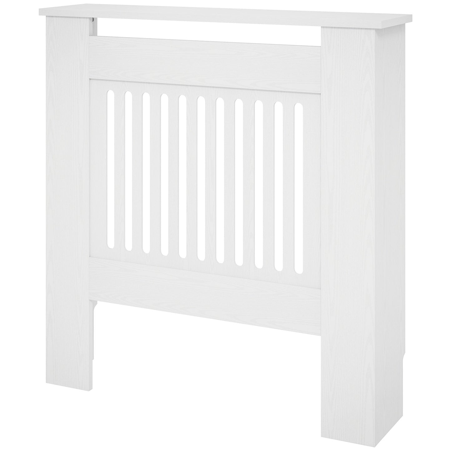 White radiator cover with horizontal slats, 78x19x81cm
