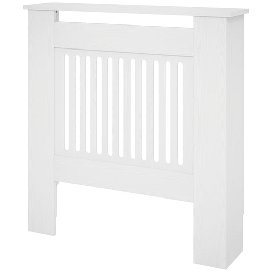 White radiator cover with horizontal slats, 78x19x81cm