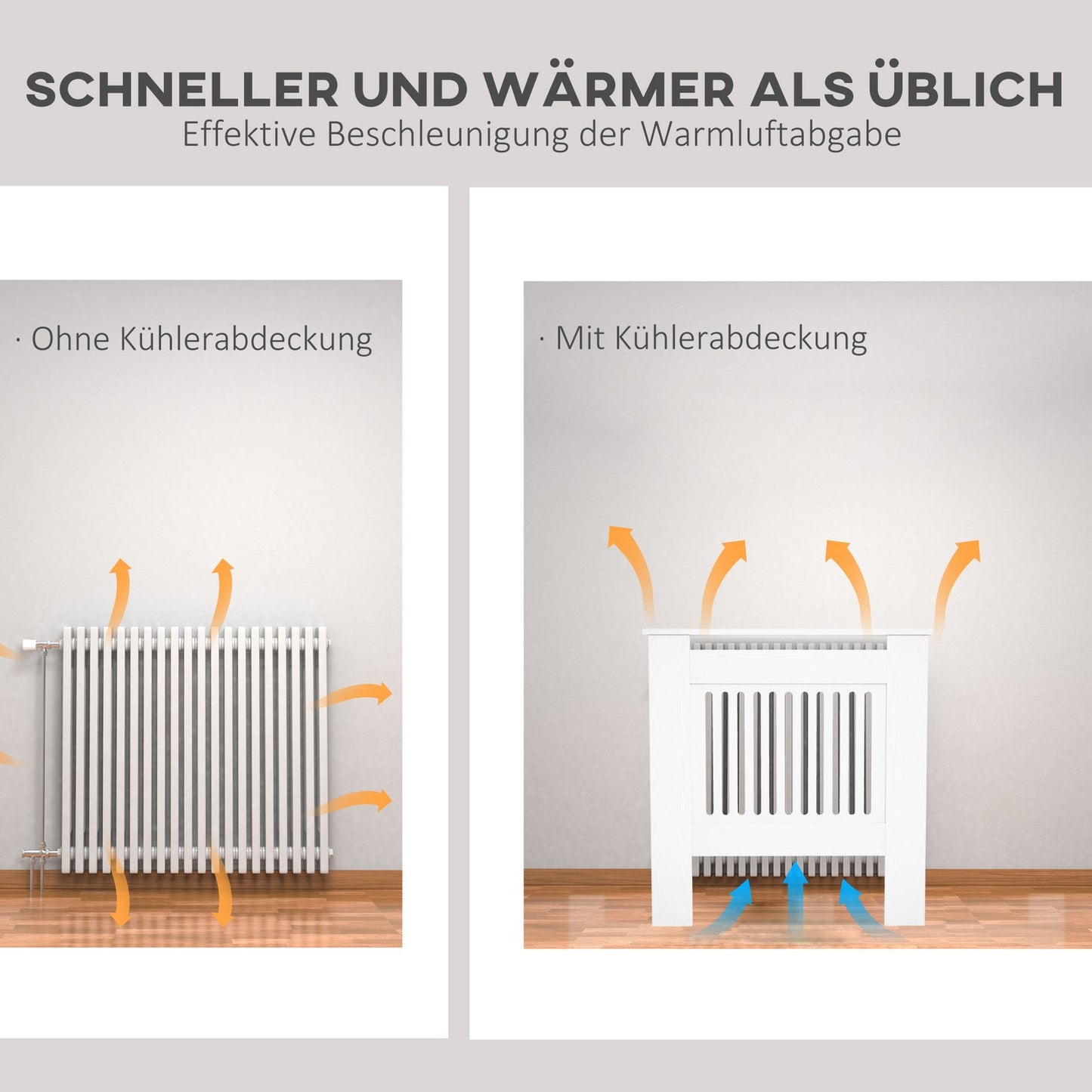White radiator cover with horizontal slats, 78x19x81cm