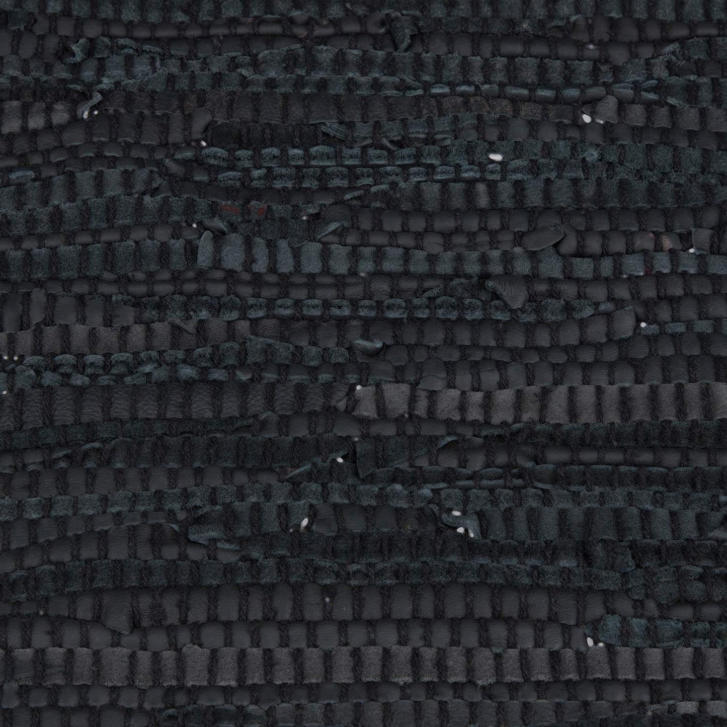 Rag rug in leather and cotton