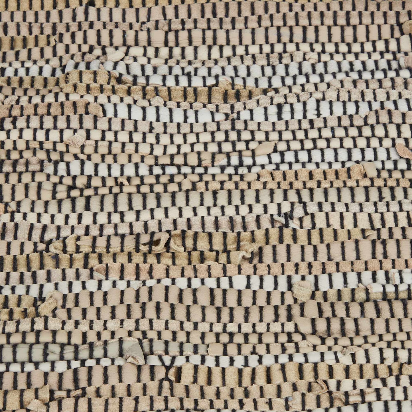 Rag rug in leather and cotton