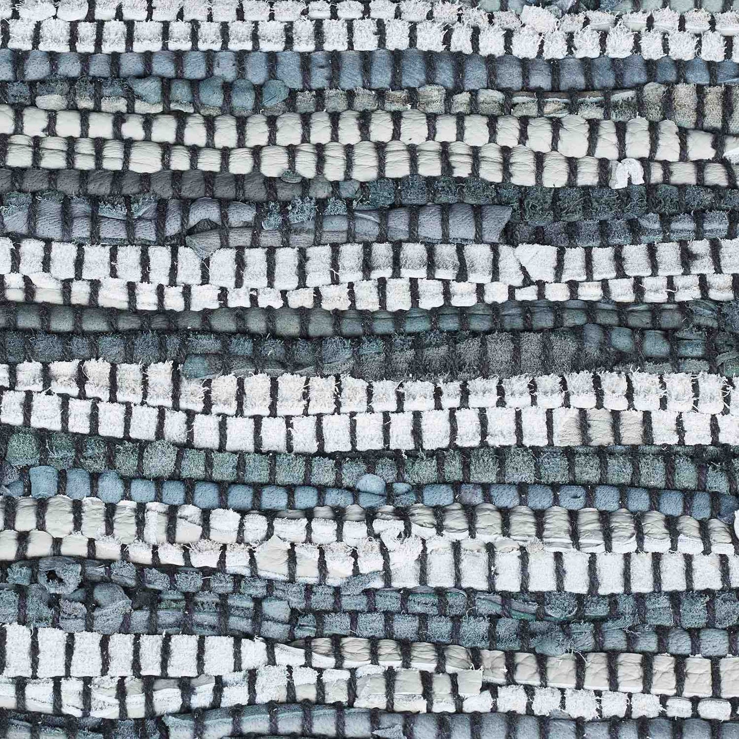 Rag rug leather & cotton striped