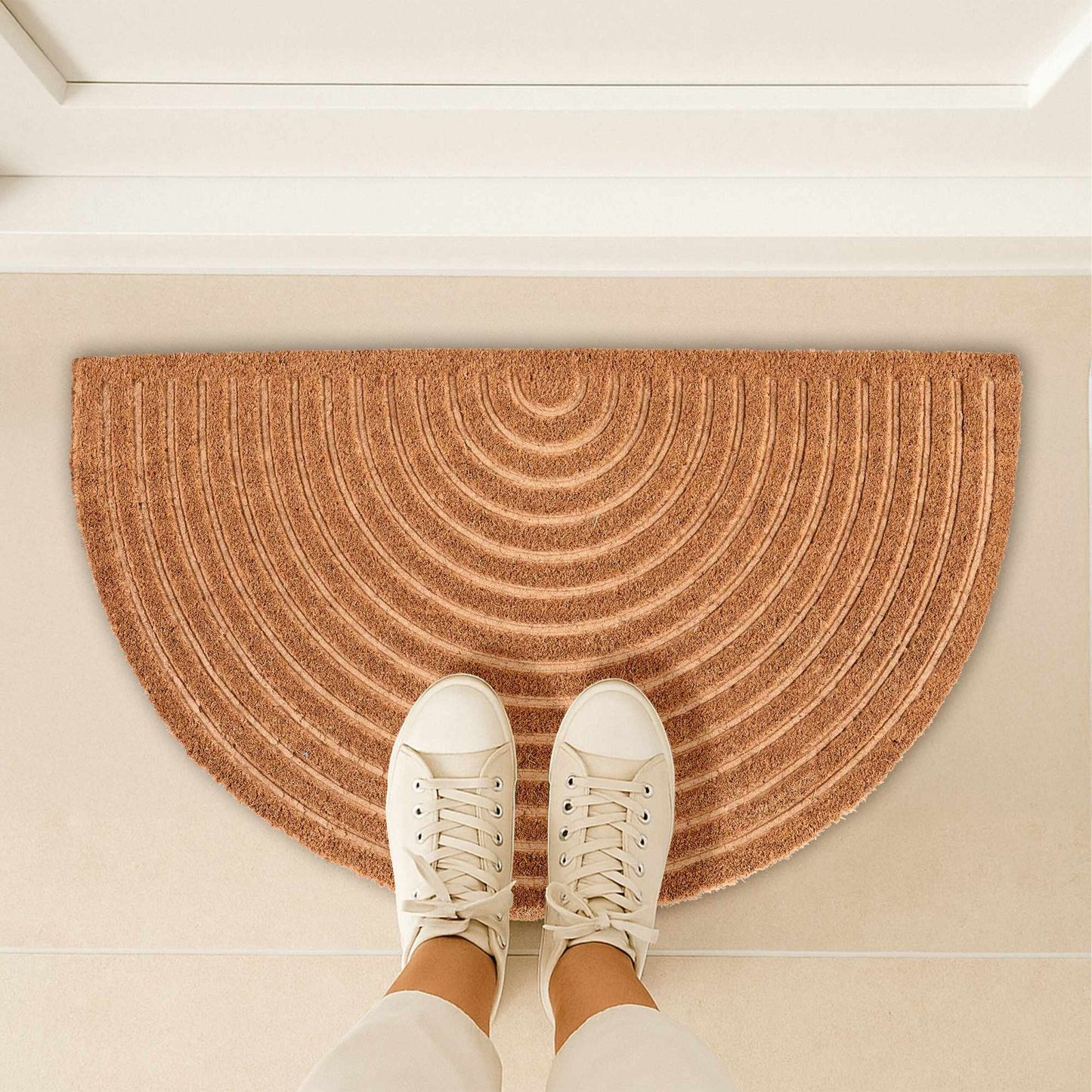 Rainbow Coir Doormat, Half-Round, Indoor/Outdoor Use