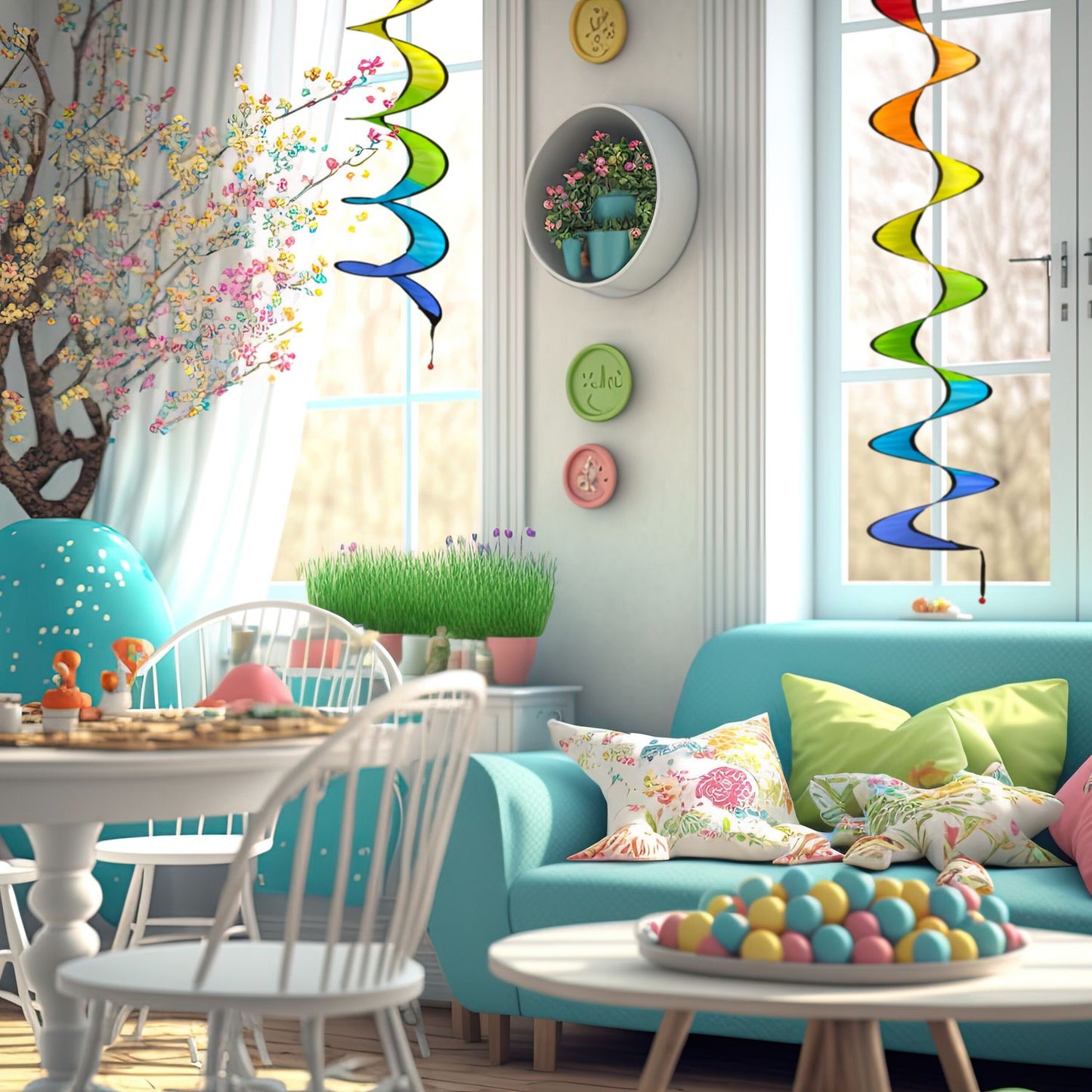 Rainbow wind chime set of 2