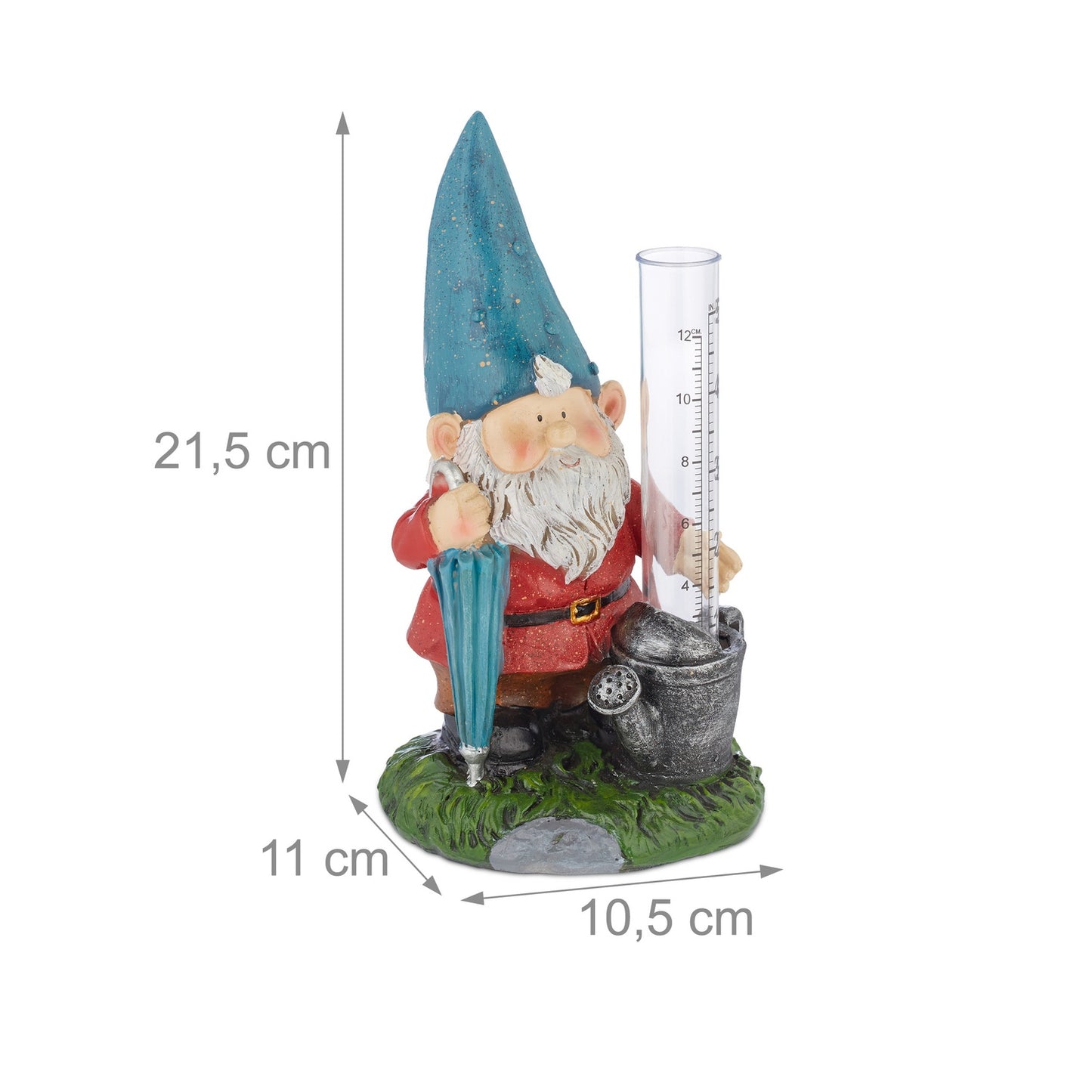 Rain gauge garden gnome