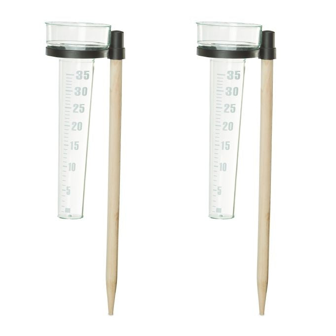 Rain gauge set of 2 with rod