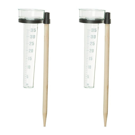 Rain gauge set of 2 with rod