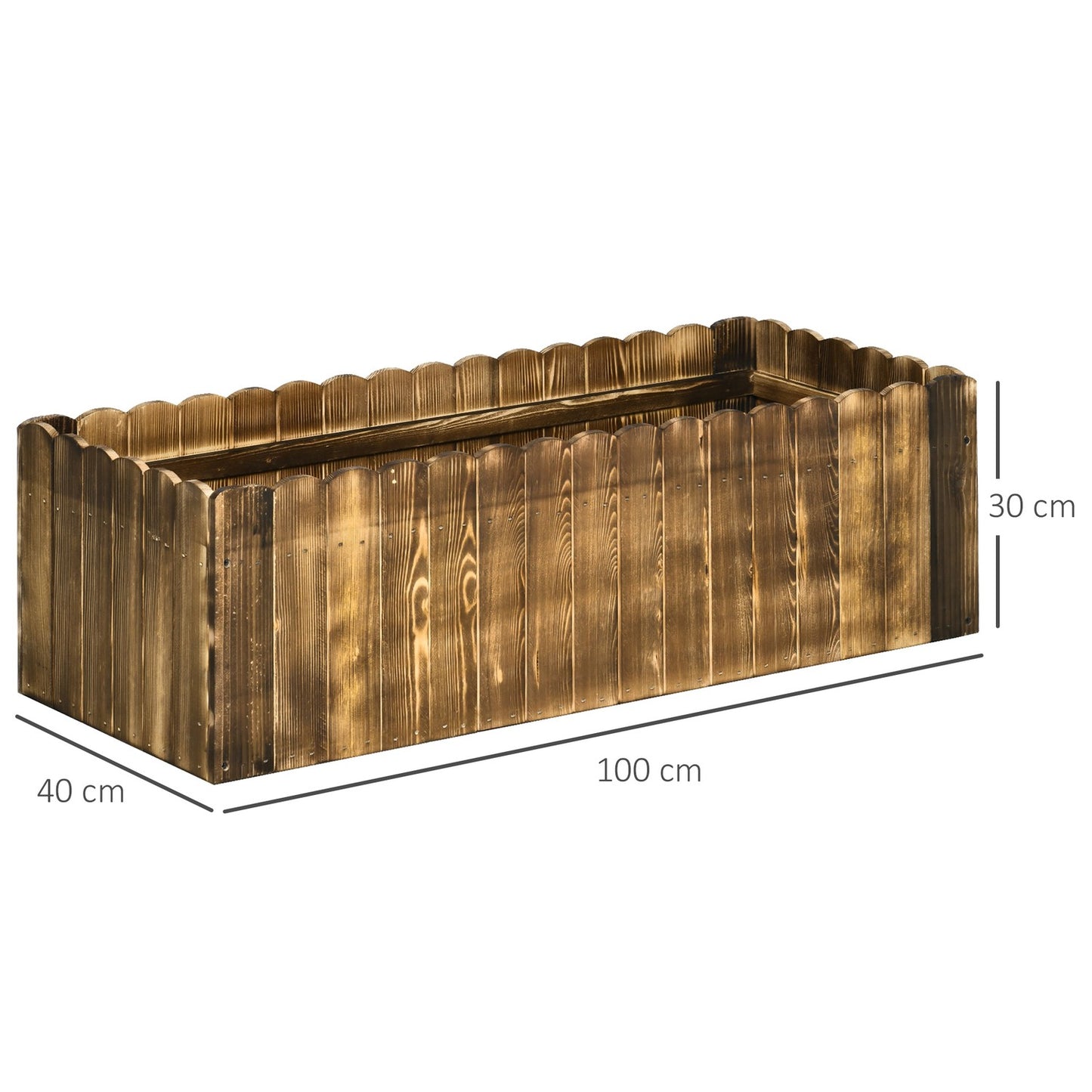 Raised bed 100x40x30cm Fir wood for vegetables & herbs