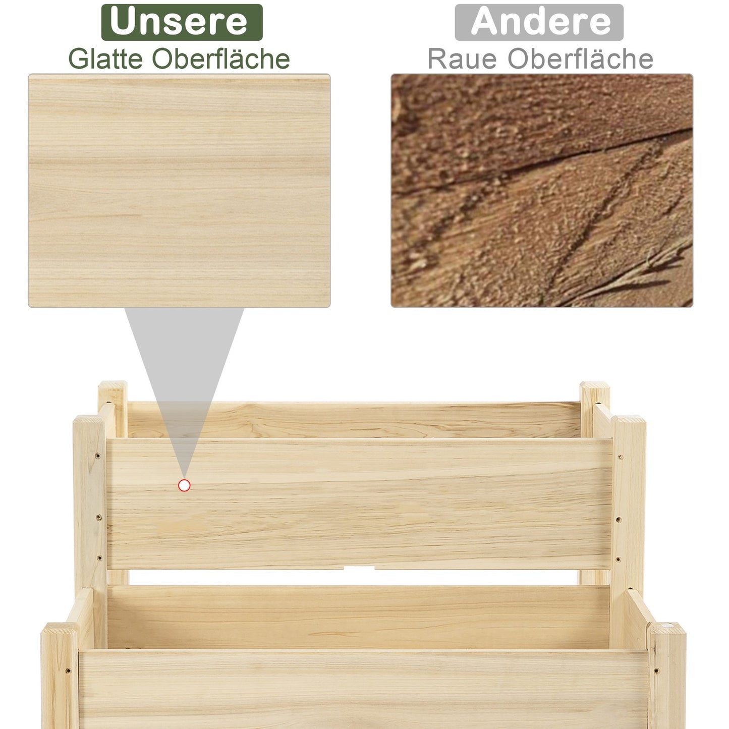 Raised wooden garden bed with cold frame - 2 tiers and drainage