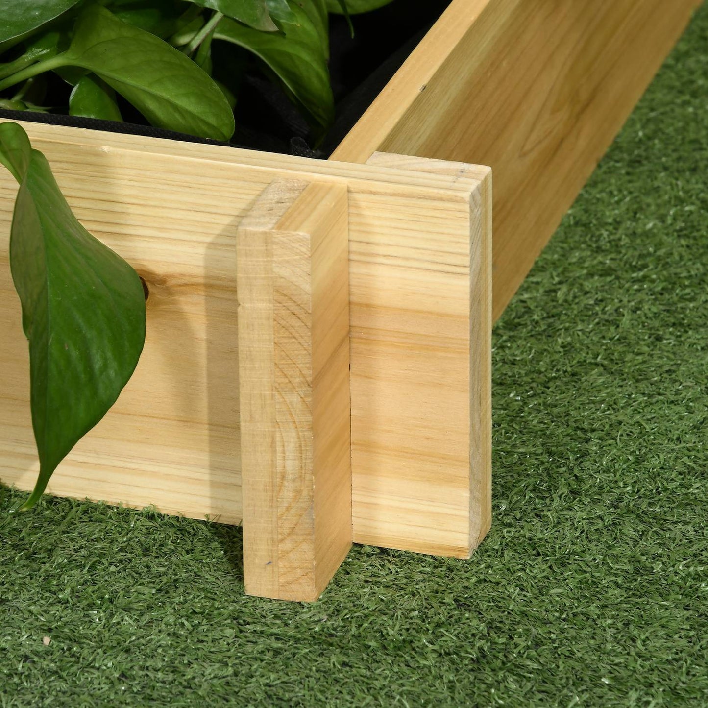 Wooden 3-tier raised bed with liner for balcony garden