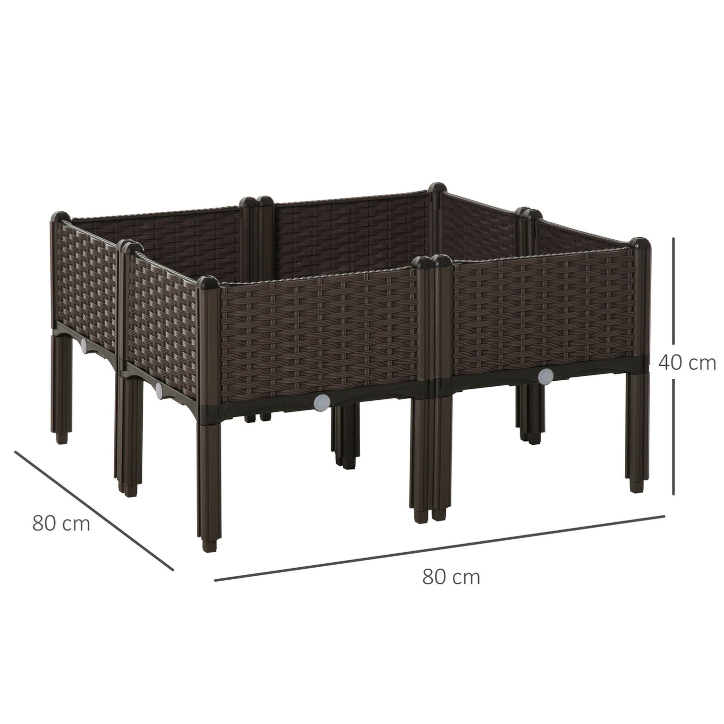 Raised sofa bed, rattan look, drainage, 40x40x44cm
