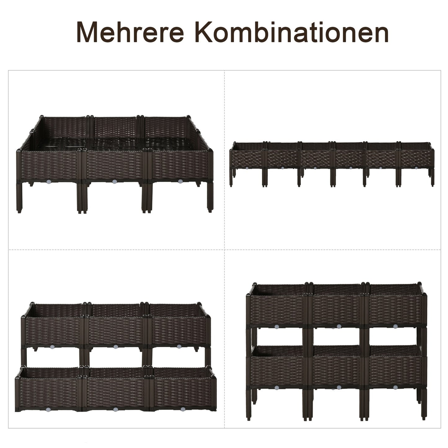 Raised sofa bed, rattan look, 40x40x44 cm, brown