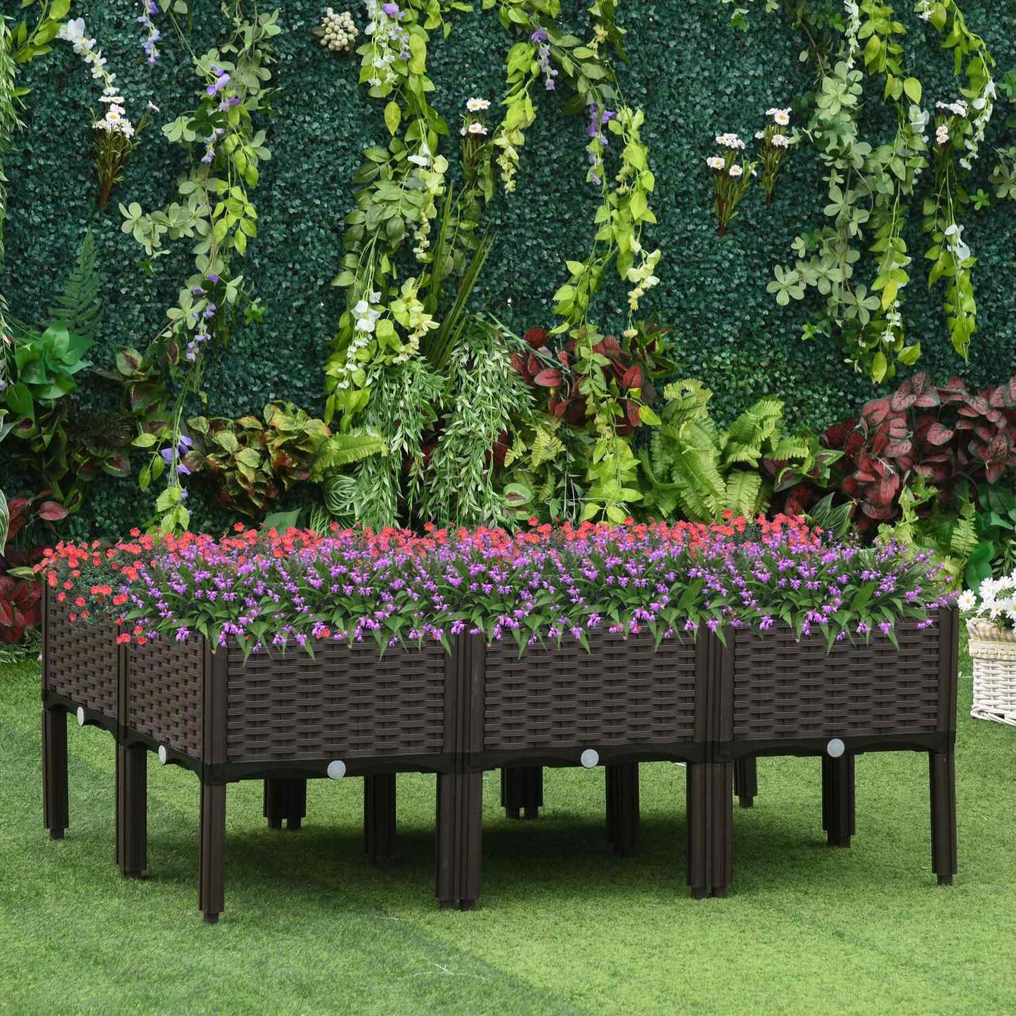 Raised sofa bed, rattan look, 40x40x44 cm, brown