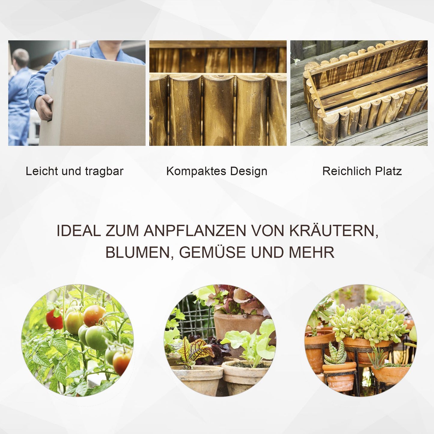 Garden bed with raised spruce 78x35x30cm for herbs & vegetables