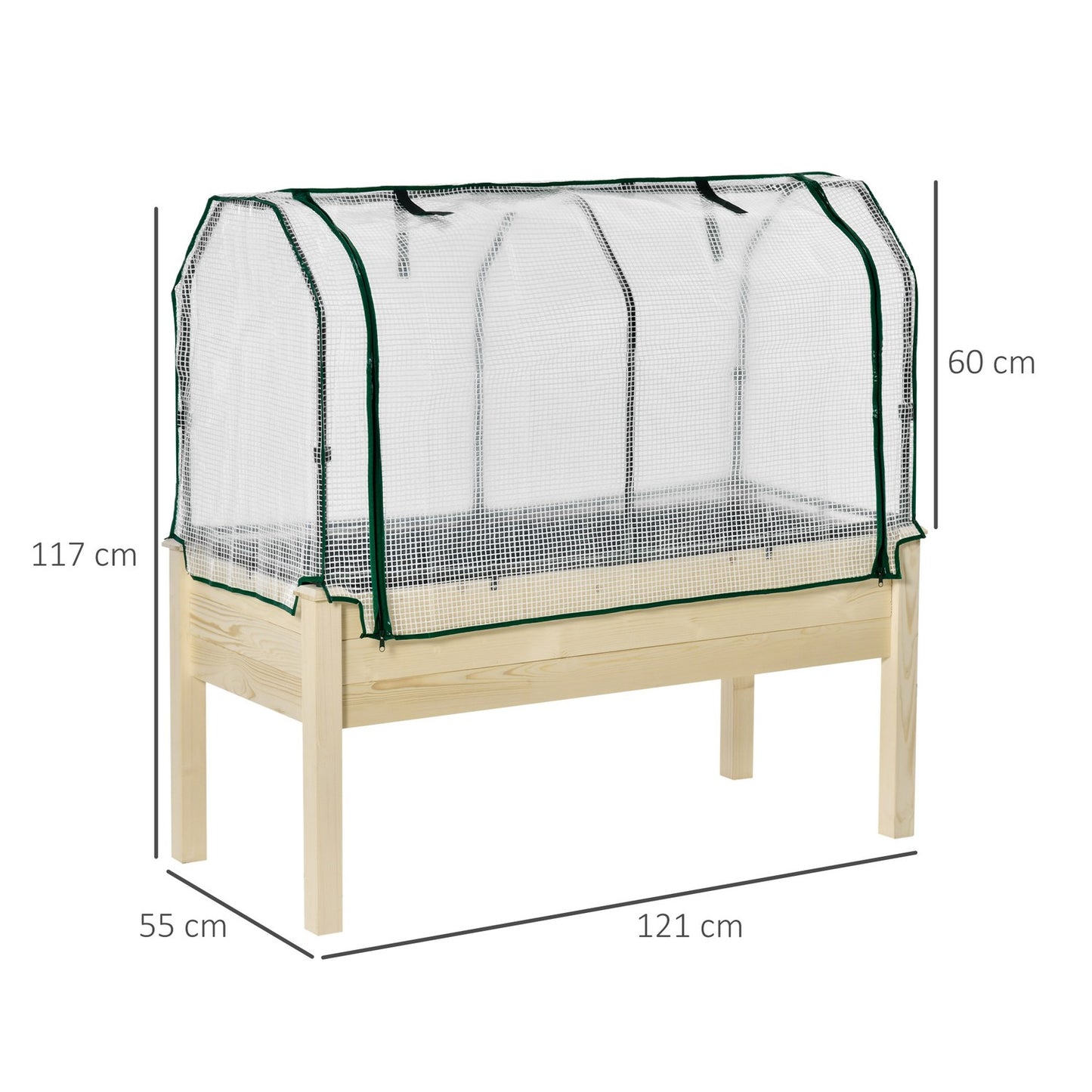Raised bed Cold frame, Spruce Wood, 121x55x117 cm
