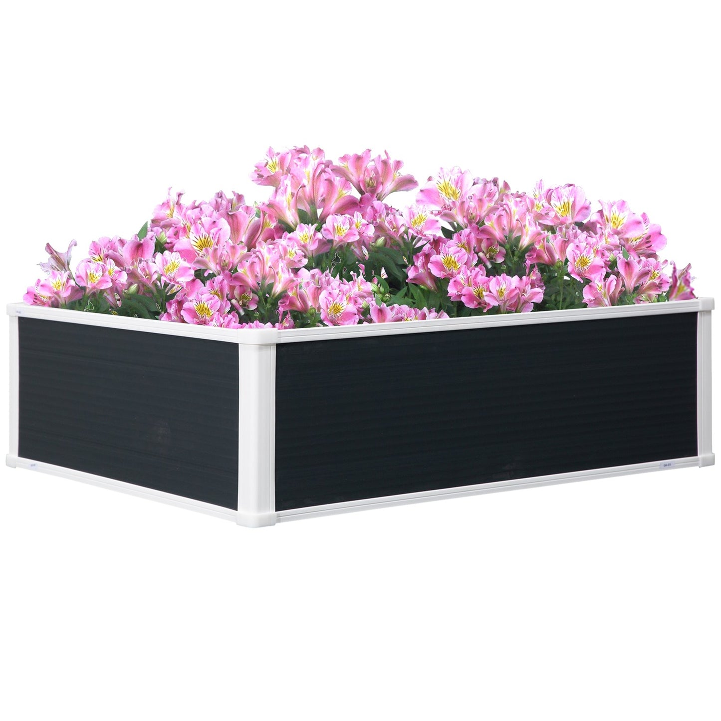 Flower box with raised bed with drainage - grey, plastic, 100x80x30 cm