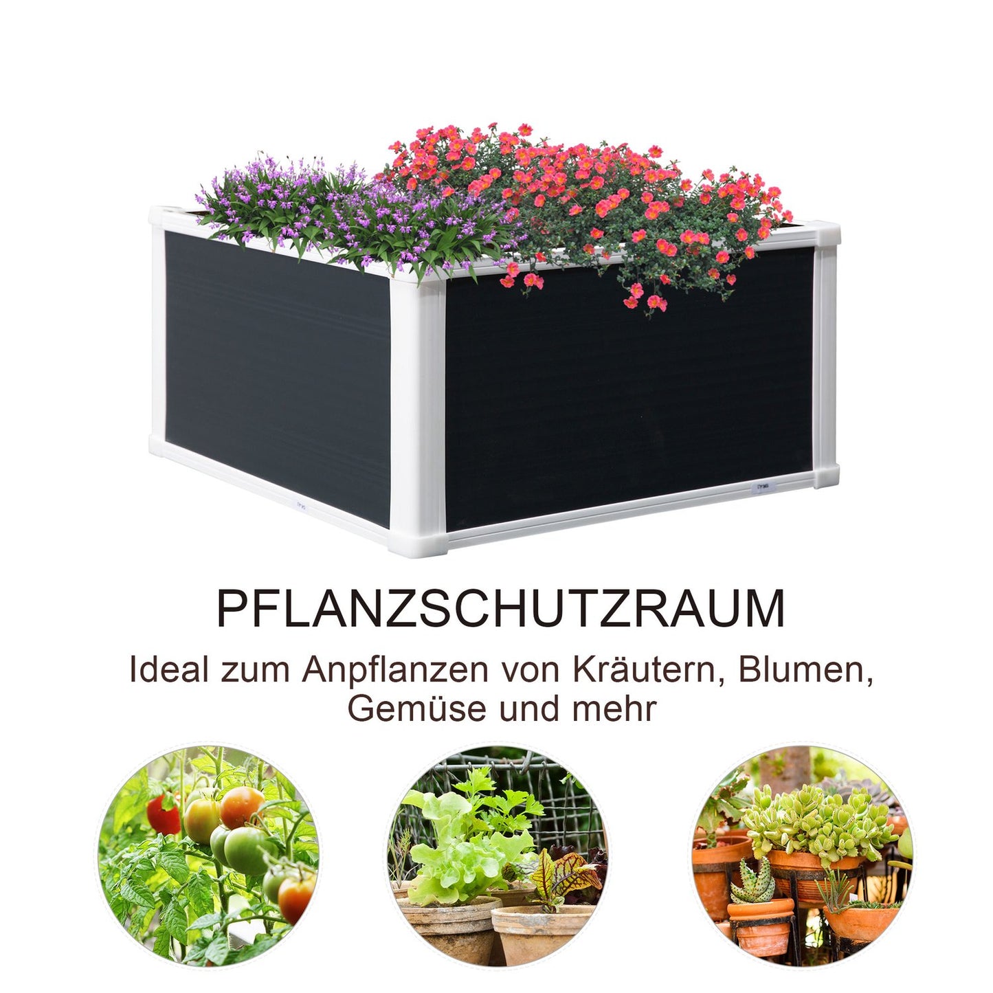 Raised plastic garden bed with drainage, 60x60x30 cm