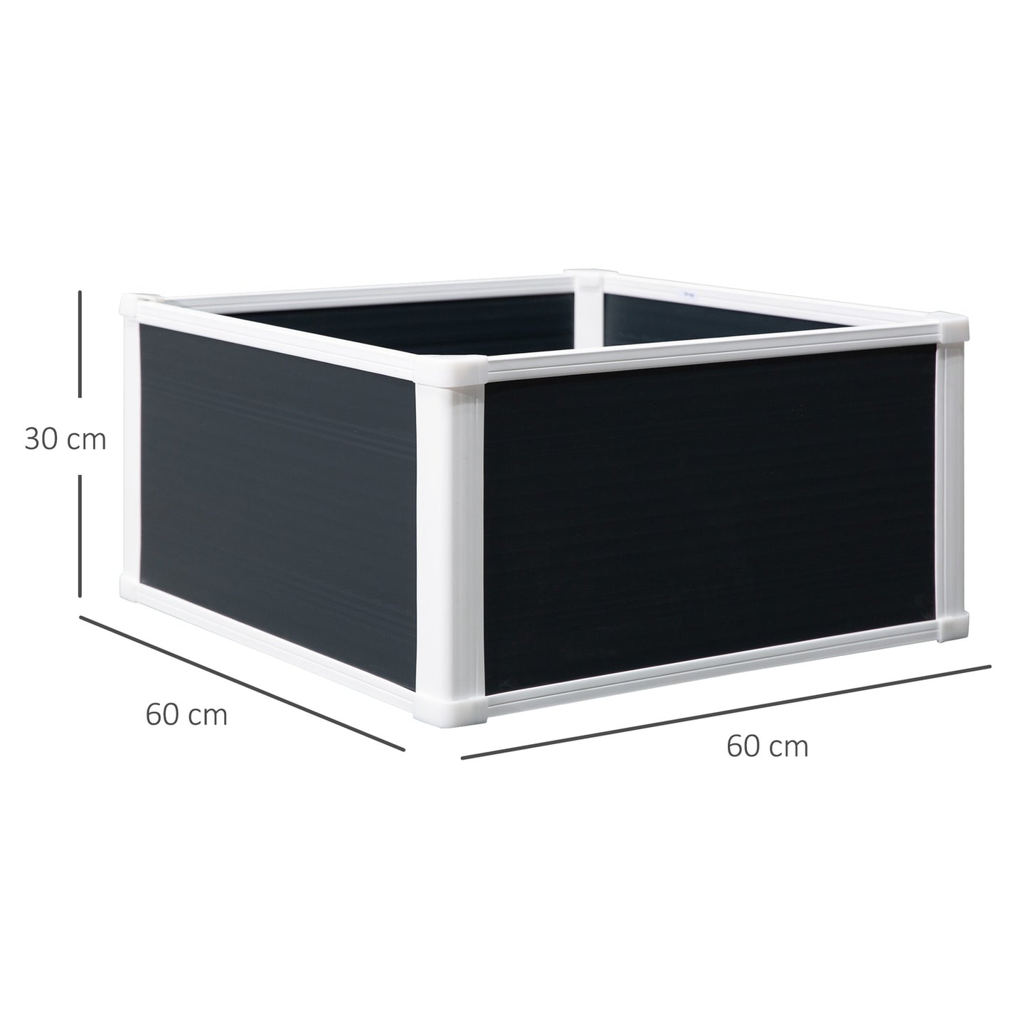 Raised plastic garden bed with drainage, 60x60x30 cm
