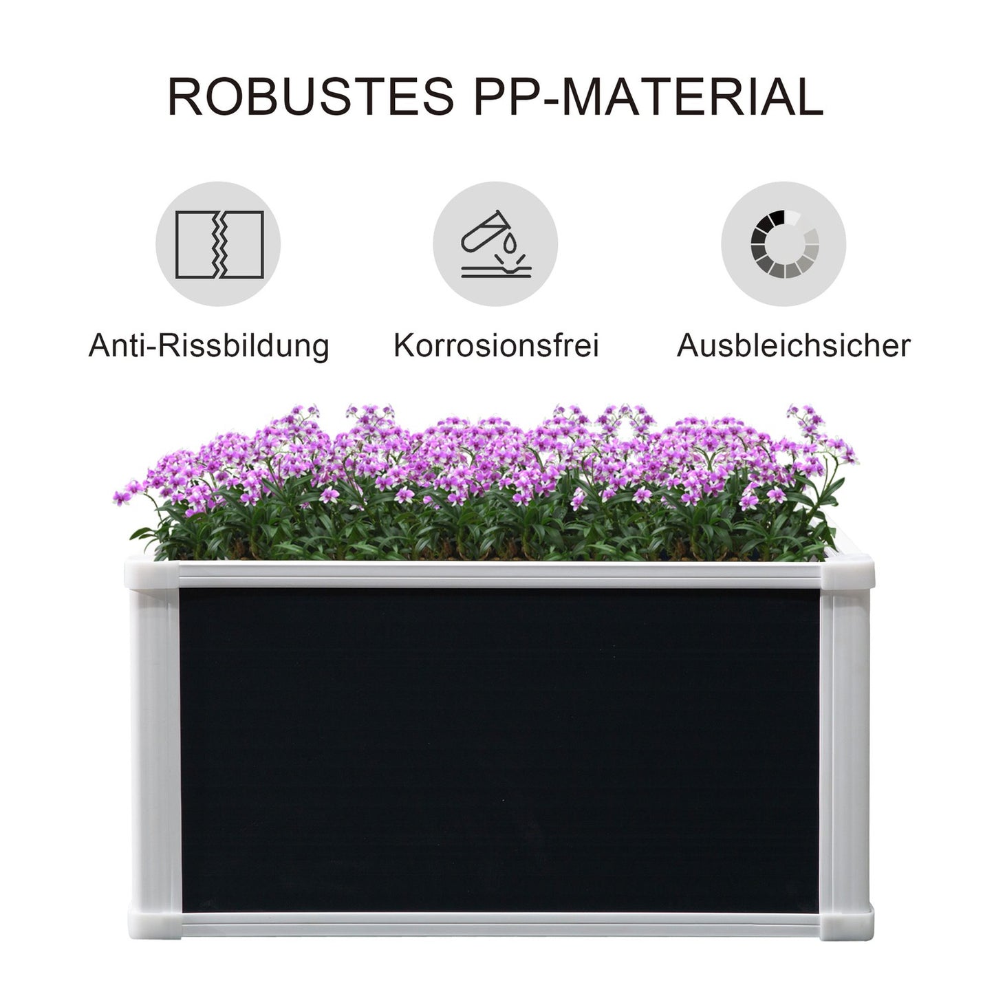 Raised plastic garden bed with drainage, 60x60x30 cm