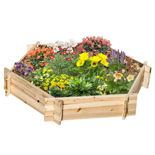 Hexagonal wooden raised bed for garden or balcony, 100x92x16 cm