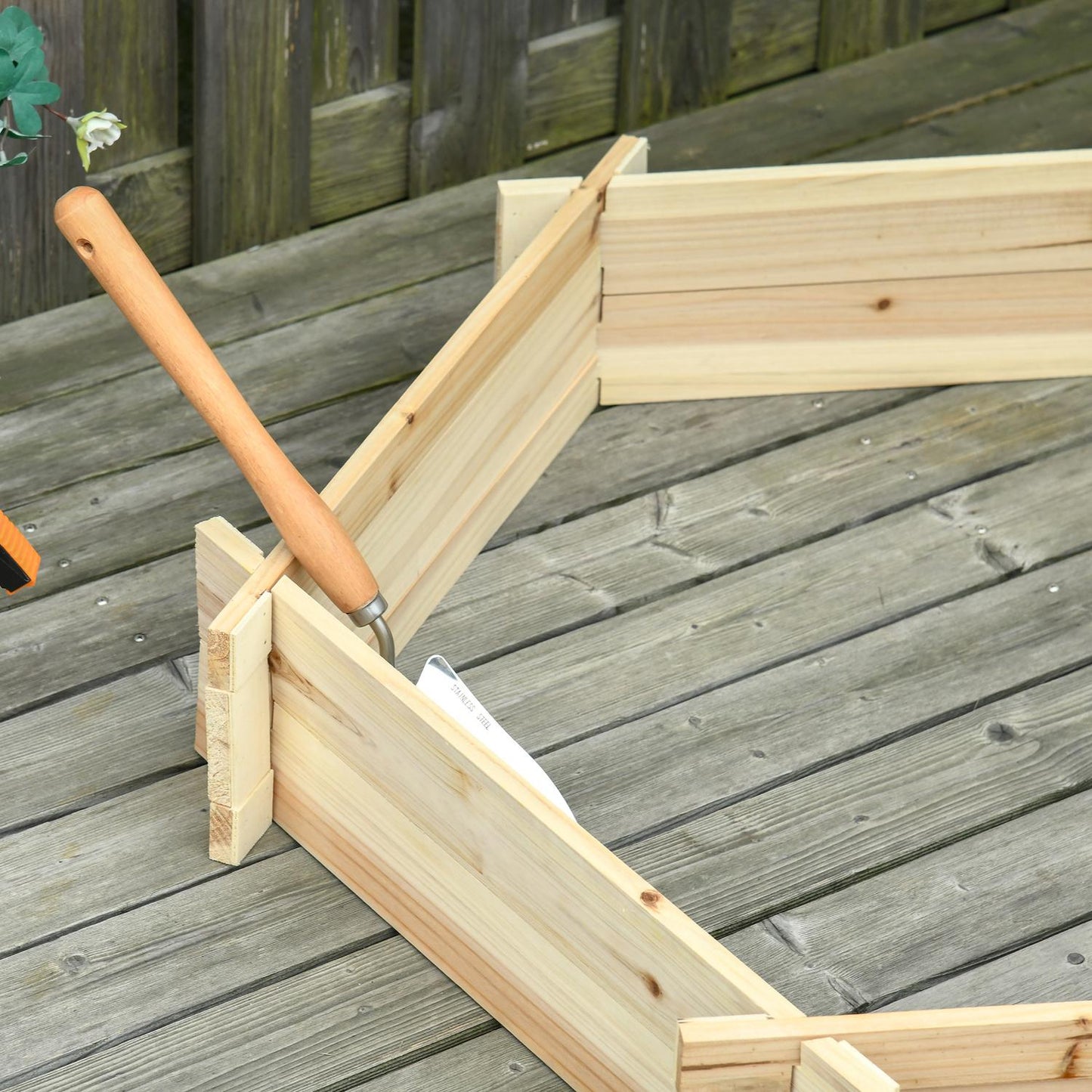 Hexagonal wooden raised bed for garden or balcony, 100x92x16 cm