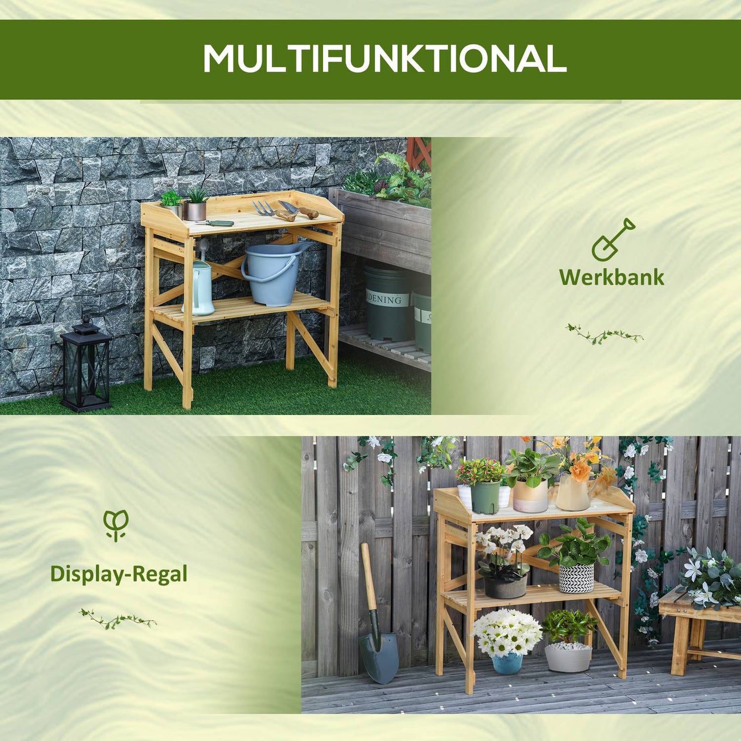 Hexagonal wooden raised bed for garden or balcony, 100x92x16 cm